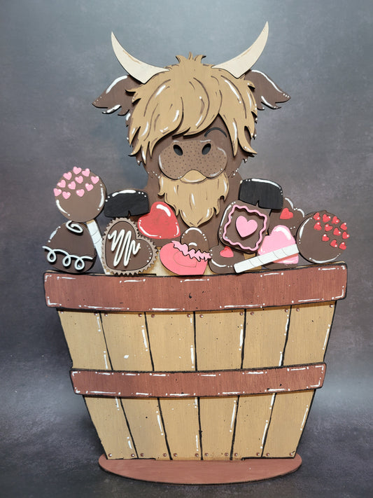 Highland Cow and Basket